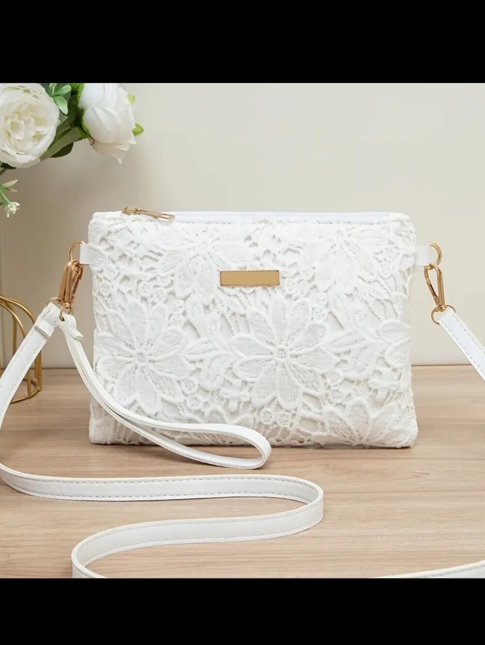 White Lace Crossbody Bag